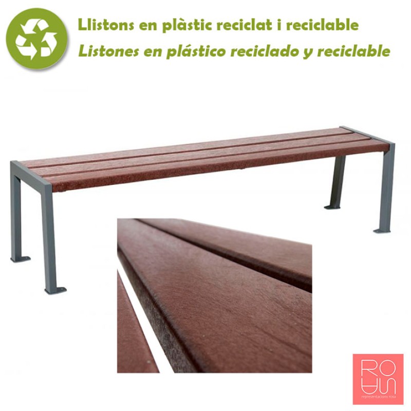 Banqueta Silaos per marquesines d'autobús en acer i plàstic reciclat